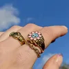 Cluster Rings Ins Creativo Fiore Colorato Anello Amore Vintage Goccia Olio Nuvola Geometrica Per Le Donne Ragazze Regalo Di Gioielli Di Moda