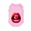 Red Lips Love Pet Shirt Fashion Cool Puppy Vests Dog Apparel Sublimation Printing Summer Pets T-Shirt Soft Clothes for Small Medium Dogs Cats Chihuahua XS-5XL Pink A302