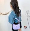 Nylon Plain Color Girl Handbags Kids Fashion One Shoulder Bags Children Cute Letter Casual Portable Messenger Bag 7 Colors