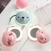 Bärbar Cartoon Pig Makeup Spegel med LED Fill Light USB Laddningsfläkt Pocket Handhållen Sommar Utomhus Natt