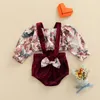 Newborn Baby Girl Clothes Set Floral Bow Decoration Bodysuit Romper Jumpsuit Tops T Shirt Skirts Autumn Spring Baby Outfit