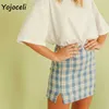 Yojoceli streetwear plaid a line kjol botten kvinnor sexig mini våren 210609