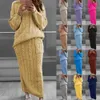 Two Piece Set Women Pants Dress Long Sleeve Crop Tops Pencil Skirt 2 Pc Sets Womens Sweater Knitted Skirt Winter Suit 12 Colors