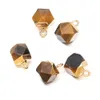 Faceted square polygon Shape Natural Stone Charms Healing Rose Quartz Crystal Turquoises Jades Opal Stones Pendant for Jewelry Making Necklace Bracelet 8x12mm