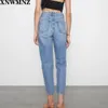 Za Faded high-waist jeans Featuring five-pocket design ripped detailing on the front and zip fly and metal top button fastenins 210302