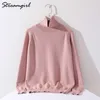 Turtleneck Sweaters For Women Autumn Winter Women's Jumper Knitted Pink Top Black Cashmere Sweater Women Turtleneck Pullovers 210805