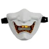 Halloween Japanese Anime Ghost Resin Half Face Mask Evil Demon Kabuki Samurai Cosplay Costume Accessories Party Drop
