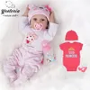 55cm Bebe Reborn Baby Doll Girl 2 Outfits Silicone Vinyl Alive Dolls Newborn Kids Gifts Best Playmates Light Pink and Dark Pink Q0910