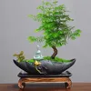 Pulpit kwiat doniczka krajobrazowa mikro krajobraz bonsai kreatywny malarstwo ceramiczne złoto czarny bambus sadzenie 210615