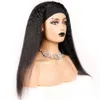 Headband Wig Remy human hair Wigs Brazilian Kinky Straight Full Machine Made With Scarf For Women