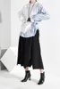 [EAM] Loose Fit Bleu Rayé Split Bandage Sweat-shirt Nouveau Col Rond Manches Longues Femmes Grande Taille Mode Marée Printemps 1B76305 201204