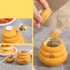 Storage Bottles & Jars Ceramic Beehive Honey Pot And Wooden Dipper Jar With Lid Stir Bar For Supplies Kitchen Accessories