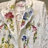 Arrival Spring High Quality Vintage Luxury Embroidered Flowers Jacket Coat Women's Sweet Lovely Office Work Wear Outwear 210529