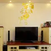 3D DIY acrílico espelho adesivos para sala decoração flor decalques de parede adesivo sala de estar quarto decoração parede adesivo para casa 210615