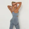 Seamless Women Yoga Set Fitness Workout Clothes Long Sleeve Crop Top High Waist Leggings + Sport Bra Sports Suits 210802