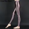 Pantalon Femme Capris Brillant Satin Fitness Pantalon Entraînement Gym Sport Pantalon Femmes Pole Dance Brillant Clubwear Lisse Taille Haute Brillant Leggin