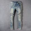 Jeans longs et minces pour hommes déchirés avec des bavures Designer de haute qualité délavé Blue Demin Pantalons Streetwear jeans Pantalons