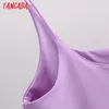 Tangada Kadınlar Seksi Şeker Renk Straphy Camis Üst Spagetti Kayışı Kolsuz Backless Kısa Bluzlar Gömlek Kadın Katı Tops 4P7 210308