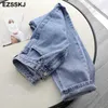EZSSKJ jeans décontractés de haute qualité femme pantalon taille haute Streetwear Denim pantalon sarouel lavé lâche neuvième 210809