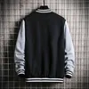 Supzoom Arrivée Lettre Côte Manches Coton Mode Simple Poitrine Casual Bomber Baseball Veste Lâche Cardigan Manteau 211217