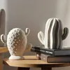 Vilead Ceramic White Cactus Figurek Nordic Creative Roślin Ornament Nowoczesny do Wnętrza Dom Biuro Dekoracji Dekoracji Accessorie 210804