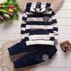 Primavera e outono Bebé Casual Sets Striped Sets for toddler roupas camisola com capuz 210528