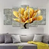 5 Panels Home Docor Gelbe Blume Poster und Drucke Leinwand Malerei Große Größe Wandkunst Bilder Für Wohnzimmer Wanddekoration