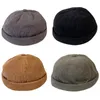 Beanie/Skull Caps Retro Fashion Corduroy Cabbie Beanie Sailor Hat Outdoor Leisure Vintage Brimless Hats With Adjustable Unisex