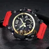 ROJO Nueva llegada serie Relojes con pantalla dual Luminoso deportes casual estudiante todas las funciones funcionan con luz automática Reloj Hombre pulseraw292t