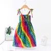 Girls Beach Suknie Lato Sling Floral Bohemian Plaża Princess Sukienka z Naszyjnik Prezent Dla Dziewczyn 2-12 lat Dzieci Dresses Q0716