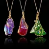 Pendant Necklaces 1PCS Fashion Unique Handmade Irregular Wire Wrapped Pendants For Women Men Color Stone Ball Charm Necklace Jewelry