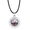 Naturlig helande kristall solros krysantemum hänge halsband nyckelring Aura Quartz Gem smycken lämpliga för kvinnliga tjejer