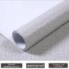 Fonds d'écran Texture de lin Papier peint autocollant amovible Tissu synthétique imperméable pour El Room Decor Beige4598975