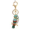 Metal Keyring Animal Keychains Jewelry Girls Rhinestone Bag Charm Key Ring for Women Men Fashion Alloy Owl Pendant Car Key Chain Accessories