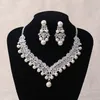 Moda Bridal Wedding Jewelry Sets Kobiety Perły Korona i Tiaras Drop Kolczyki i Naszyjnik Zestawy Dziewczyny Akcesoria Ślubne Brithday Party