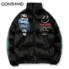 GONTHWID Graffiti Print Puffer Cotton Padded Parkas Streetwear Hip Hop Casual Thick Warm Jackets Coats Hipster Fashion Winter Co 210819