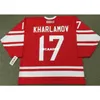 진짜 001 진짜 가득 차있는 자수 # 17 발레리 Kharlamov 소련 1972 빈티지 하키 유니폼 또는 사용자 정의 모든 이름 또는 숫자 저지
