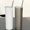 20oz cônico e reto sublimação tumbler 20oz de aço inoxidável de aço inoxidável garrafa de água de cilindro com tampas de palha de metal 0115