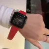 브랜드 시계 남성 여성 숙녀 소녀 3 다이얼 스퀘어 스타일 빨간 가죽 스트랩 쿼츠 손목 시계 G117