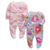 Nouveau-né bébé vêtements bébés fille pyjama à pieds Roupa Bebe 2 Pack manches longues 3 6 9 12 mois bébé garçon combinaisons 210309