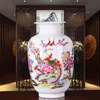 花と鳥のパターンの新しい到着アンティークJingdezhen薄い中国花瓶セラミックテーブル花瓶磁器の装飾的な花瓶210310