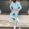 2021 Son Turkuaz Düğün Erkekler Suit Set Slim Fit Balo Damat Elbise Smokin Turuncu Blazer En Iyi Adam Ceket Yelek Pantolon 3 Parça X0909