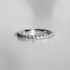 Cluster Rings Solid 18K White Gold Ring Full Eternity Wedding Band 0.55CT Diamond Women Anniversary EDWI2222