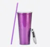 Colorido 24oz Glitter Sippy Copo Tumbler Parede Dupla Isolada Caneca de Garrafa de Esporte Plástico Com Canudos Customizável DIY DIY Tumblers de água