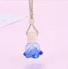 Rose Perfume Bottle Flower Shape Empty Glass Car Essential Oils Pendant Fragrance Bottles Air Freshener