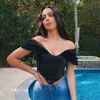 Сетка из искусственной кожи Sexy Bustier Corset Top Off Bey Chiffon Белый без бретелек Женский BodyCon Top Top Tops Tops Party Camis 210709