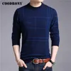 Coodrony Marka sweter Mężczyźni Wiosna Jesień O-Neck Pull Homme Wełniany Wełny Pulower Mężczyźni Paski Knitwear Męskie Swetry Koszulki C1048 211006