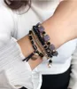 Kvinnor Armband Eiffel Tower Star Charms Armband Elastic MultiLayer Pearl Beaded for Woman Ladies Girls