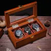 Watch Boxes & Cases 3 Slots Brown Wood Display Case Organizer Wooden Storage Packing Gift Jewelry Hele22