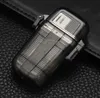 Plastic Transparent Butane Torch Lighter Jet Straight Inflatable Windproof Metal Cigarette Cigar Lighters NO Gas for Outdoor Wade Camping
